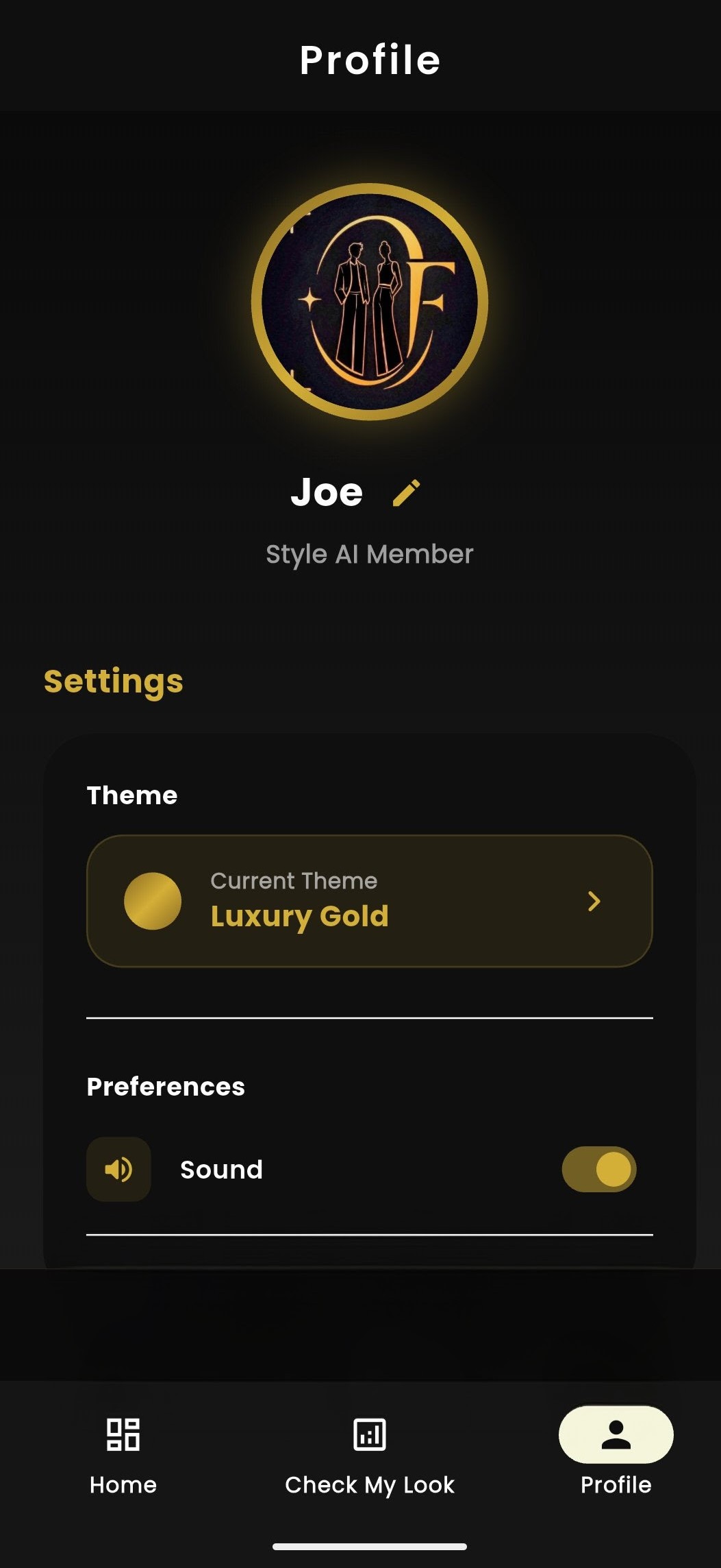 Outfique profile screen